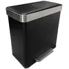 Image de Poubelle de tri sélectif 60 L avec 2 bacs - pédale et fermeture soft-close - noir mat
