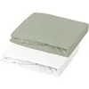 Image de Lot Alèse Imperméable Et Drap-housse Bébé En Coton Vert Clair 60x120x15 Cm