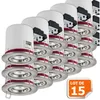 Image de Lampesecoenergie   Lot De 15 Supports De Spot Orientables 100mm   Alu Brossé   Douille Gu10 Automatique   Fixation Rapide Par Ressorts