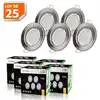 Image de Lot De 25 Spot Led Encastrable Complète Ronde Fixe Alu Brossé Eq. 50w Blanc Chaud