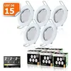 Image de 15 Spots Led 3-step Dimmable Sans Variateur 7w Eq.56w Blanc Chaud Finition Blanc