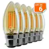 Image de Lot De 6 Ampoules Led Flamme Filament Doré 4 Watt (éq. 42 Watt) Culot B22