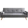 Image de Concept-usine - Canapé Convertible 3 Places En Tissu Gris Wooden
