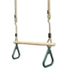 Image de Leogreen - Trapèze En Bois, Balanoire Avec Anneaux De Gymnastique, Vert, 200 Cm, Matériau: Plastique (pp, Pe), Bois