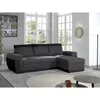 Image de Bestmobilier   Canapé D'Angle Réversible 4 Places Convertible   Coffre De Rangement   Tissu 100% Polyester Et Simili Noir/gris   Fabrication Européenne