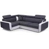 Image de Lisa Design Dustin - Canapé d'angle L réversible - 5 places - Convertible avec coffre - Têtieres réglables , Blanc / Gris