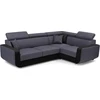 Image de Lisa Design Dustin - Canapé d'angle L réversible - 5 places - Convertible avec coffre - Têtieres réglables , Noir / Gris