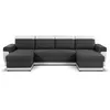 Image de Bestmobilier - Milan - Canapé D'Angle Panoramique - Convertible - 7 Places - 2 Coffres De Rangement - Blanc / Gris