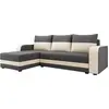Image de Best Mobilier Harvey - Canapé d'angle réversible 4 places convertible avec coffre en tissu bicolore , Gris / Beige