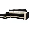 Image de Best Mobilier Harvey - Canapé d'angle réversible 4 places convertible avec coffre en tissu bicolore , Noir / Beige