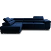 Image de Best Mobilier Pablo - canapé d'angle gauche - 5 places - convertible avec coffre et têtières réglables - en velours , Bleu nuit