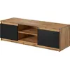 Image de Best Mobilier Robin - meuble TV - 2 portes et 2 niches - 120 cm , Noir / Bois et Bois