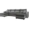 Image de Best Mobilier Harvey - Canapé panoramique en U 7 places convertible avec coffre en tissu bicolore , Gris