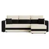 Image de Best Mobilier Harvey - Canapé panoramique en U 7 places convertible avec coffre en tissu bicolore , Noir / Beige