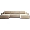 Image de Best Mobilier Dellia - canapé panoramique en U - 7 places - convertible - avec coffre - en velours côtelé , Beige
