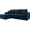 Image de Best Mobilier Harvey - Canapé d'angle réversible 4 places convertible avec coffre en velours , Bleu marine