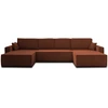 Image de Best Mobilier Dellia - canapé panoramique en U - 7 places - convertible - avec coffre - en velours côtelé , Terracotta