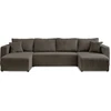 Image de Best Mobilier Topaze - canapé panoramique en U - 7 places - convertible avec coffre - en velours côtelé , Gris