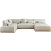 Image de Lisa Design Onyx - canapé panoramique d'angle gauche 7 places - en tissu , Beige