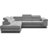 Image de Best Mobilier Zaria - canapé d'angle gauche - convertible avec coffre et têtières réglables - 5 places - en velours côtelé , Gris clair