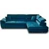 Image de Best Mobilier Dimas - canapé d'angle droit 5 places - convertible avec coffre et têtières réglables - en velours , Bleu
