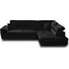Image de Best Mobilier Dimas - canapé d'angle droit 5 places - convertible avec coffre et têtières réglables - en velours , Noir