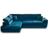 Image de Best Mobilier Dimas - canapé d'angle gauche 5 places - convertible avec coffre et têtières réglables - en velours , Bleu