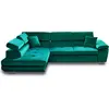 Image de Best Mobilier Dimas - canapé d'angle gauche 5 places - convertible avec coffre et têtières réglables - en velours , Vert
