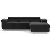 Image de Best Mobilier Pablo - canapé d'angle droit - 6 places - convertible avec coffre et têtières réglables - en velours , Noir