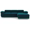 Image de Best Mobilier Pablo - canapé d'angle droit - 6 places - convertible avec coffre et têtières réglables - en velours , Bleu canard