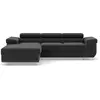 Image de Best Mobilier Pablo - canapé d'angle gauche - 6 places - convertible avec coffre et têtières réglables - en velours , Noir