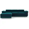 Image de Best Mobilier Pablo - canapé d'angle gauche - 6 places - convertible avec coffre et têtières réglables - en velours , Bleu canard