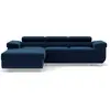 Image de Best Mobilier Pablo - canapé d'angle gauche - 6 places - convertible avec coffre et têtières réglables - en velours , Bleu nuit
