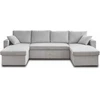 Image de Best Mobilier Cyrus - canapé panoramique en U - 7 places - convertible avec coffre - en velours côtelé , Gris clair