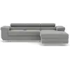 Image de Best Mobilier Pablo - canapé d'angle droit - 6 places - convertible avec coffre et têtières réglables - en velours côtelé , Gris clair