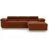 Image de Best Mobilier Pablo - canapé d'angle droit - 6 places - convertible avec coffre et têtières réglables - en velours côtelé , Terracotta
