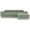 Image de Best Mobilier Pablo - canapé d'angle droit - 6 places - convertible avec coffre et têtières réglables - en velours côtelé , Vert sauge
