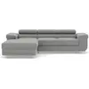 Image de Best Mobilier Pablo - canapé d'angle gauche - 6 places - convertible avec coffre et têtières réglables - en velours côtelé , Gris clair