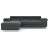 Image de Best Mobilier Pablo - canapé d'angle gauche - 6 places - convertible avec coffre et têtières réglables - en velours côtelé , Gris