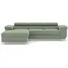 Image de Best Mobilier Pablo - canapé d'angle gauche - 6 places - convertible avec coffre et têtières réglables - en velours côtelé , Vert sauge