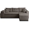 Image de Best Mobilier California - canapé d'angle réversible 4 places - convertible avec coffre, étagère et poufs - en velours texturé , Gris