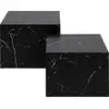 Image de Lisa Design Pueblo - lot de 2 tables basses - effet marbre noir - 58 et 50 cm , Noir