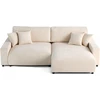 Image de Lisa Design Pivoine - canapé d'angle réversible - 4 places - convertible avec coffre - en velours texturé , Beige