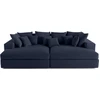 Image de Lisa Design Collins - canapé droit 4 places avec double méridienne - assise profonde - velours côtelé grosses côtes , Bleu