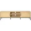Image de Best Mobilier Nagato - meuble tv - cannage et effet bois - 2 portes et 2 niches -180 cm , Bois / Noir