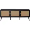 Image de Best Mobilier Goto - meuble tv - noir et cannage - 3 portes - 167 cm , Noir
