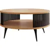 Image de Best Mobilier Forini - table basse ronde - aspect chêne naturel et noir - 1 niche - 75 cm , Noir / Bois