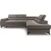 Image de Best Mobilier Aneta - canapé d'angle droit 5 places - convertible avec coffre et têtières - en velours , Taupe
