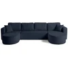 Image de Best Mobilier Miro - canapé panoramique en U 7 places - convertible avec coffre - en velours texturé , Bleu