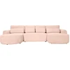 Image de Best Mobilier Mahina - canapé panoramique en U 7 places - convertible avec coffre - en tissu bouclette , Rose